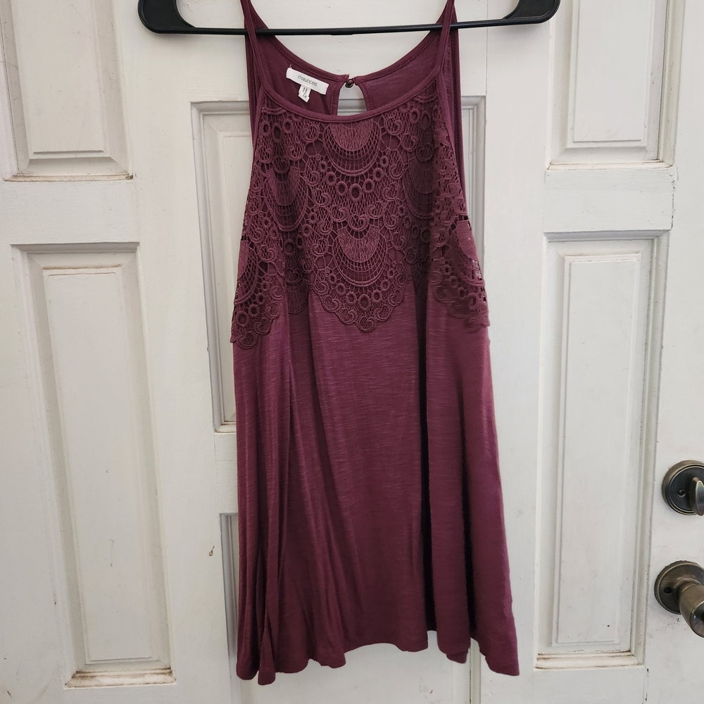Maurices Women’s Sleeveless Crochet Yoke Tank Top - Mauve